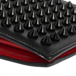 Christian Louboutin Black/Red Leather Clipsos Studded Bifold Wallet