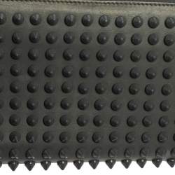 Christian Louboutin Grey Leather Spikes Panettone Zip Around Wallet