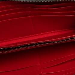 Christian Louboutin Grey Leather Spikes Panettone Zip Around Wallet