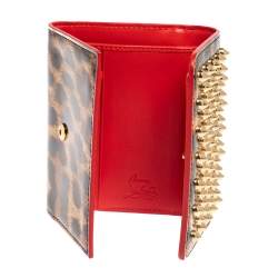 Christian Louboutin Brown Leopard Print Patent Leather Macaron Trifold Wallet
