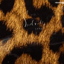 Christian Louboutin Brown Leopard Print Patent Leather Macaron Trifold Wallet