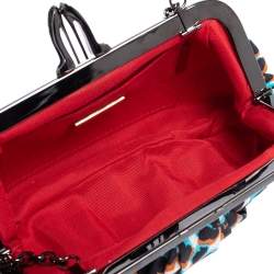 Christian Louboutin Tri Color Lepord Print Loubi Lula Clutch