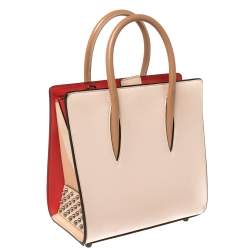 Christian Louboutin Beige Leather Small Paloma Studded Tote