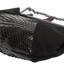 مملوكة مسبقًا حقيبة كلتش كريستيان لوبوتان لوبي لولا سلسلة سويدي وجلد ثعبان أسود