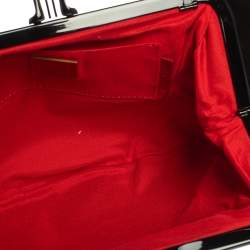 مملوكة مسبقًا حقيبة كلتش كريستيان لوبوتان لوبي لولا سلسلة سويدي وجلد ثعبان أسود