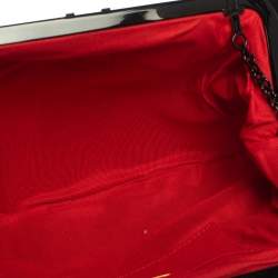 مملوكة مسبقًا حقيبة كلتش كريستيان لوبوتان لوبي لولا سلسلة سويدي وجلد ثعبان أسود