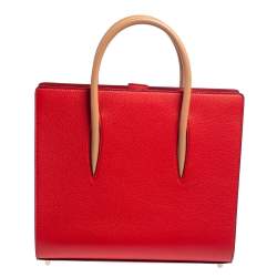 Christian Louboutin Red/Beige Leather Paloma Medium Tote