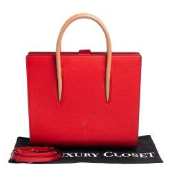 Christian Louboutin Red/Beige Leather Paloma Medium Tote