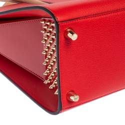 Christian Louboutin Red/Beige Leather Paloma Medium Tote