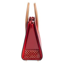 Christian Louboutin Red/Beige Leather Paloma Medium Tote