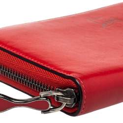 Christian Louboutin Red Leather Zip Around Wallet