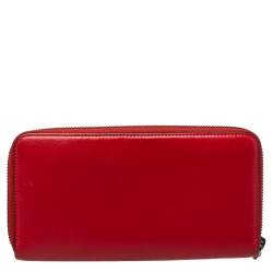 Christian Louboutin Red Leather Zip Around Wallet