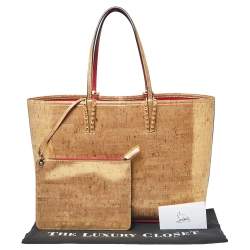 Christian Louboutin Gold Metallic Cork and Rubber Cabata Tote