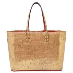 Christian Louboutin Gold Metallic Cork and Rubber Cabata Tote
