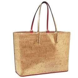 Christian Louboutin Gold Metallic Cork and Rubber Cabata Tote