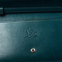 Christian Louboutin Green Leather Paloma Spike Wristlet Clutch