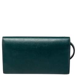 Christian Louboutin Green Leather Paloma Spike Wristlet Clutch