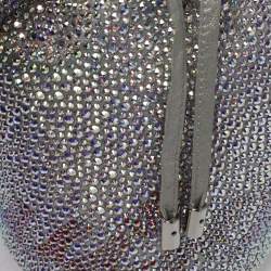 Christian Louboutin Silver Crystal Embellished Leather Marie Jane Bucket Bag