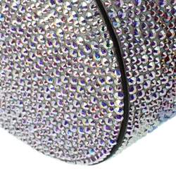Christian Louboutin Silver Crystal Embellished Leather Marie Jane Bucket Bag