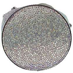 Christian Louboutin Silver Crystal Embellished Leather Marie Jane Bucket Bag