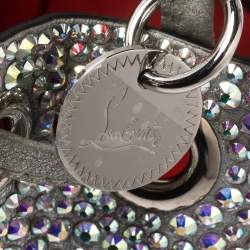 Christian Louboutin Silver Crystal Embellished Leather Marie Jane Bucket Bag