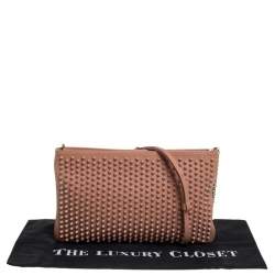 Pre Owned حقيبة كلتش كريستيان لوبوتان لوبيبوش سبايكد سلسلة جلد بيج