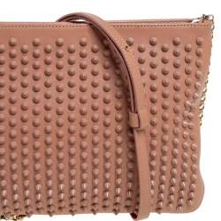 Pre Owned حقيبة كلتش كريستيان لوبوتان لوبيبوش سبايكد سلسلة جلد بيج