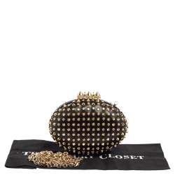 Christian Louboutin Black Leather Spikes Mina Clutch