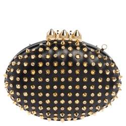 Christian Louboutin Black Leather Spikes Mina Clutch