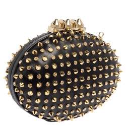 Christian Louboutin Black Leather Spikes Mina Clutch