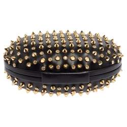 Christian Louboutin Black Leather Spikes Mina Clutch