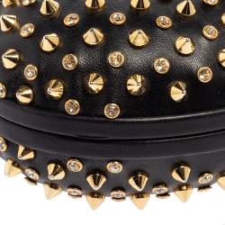 Christian Louboutin Black Leather Spikes Mina Clutch