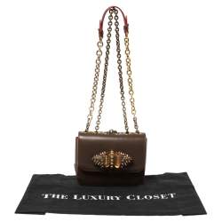 Pre Owned Christian Louboutin Brown Leather Spikes Sweet Charity Shoulder Bag