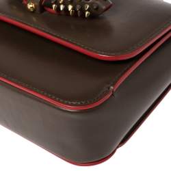 Pre Owned Christian Louboutin Brown Leather Spikes Sweet Charity Shoulder Bag