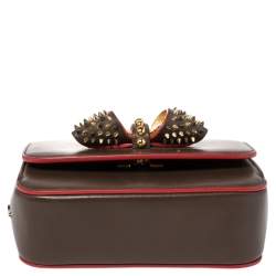 Pre Owned Christian Louboutin Brown Leather Spikes Sweet Charity Shoulder Bag