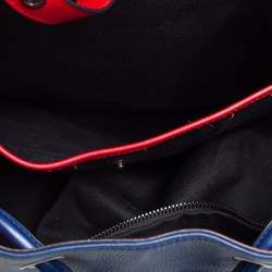 حقيبة ظهر كريستيان لوبوتان ايكسبلورافونك مطاط وجلد أحمر/أزرق 