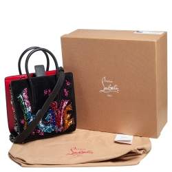 Christian Louboutin Black Suede and Leather Small Embroidered Love Paloma Tote