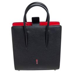 Christian Louboutin Black Suede and Leather Small Embroidered Love Paloma Tote