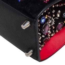 Christian Louboutin Black Suede and Leather Small Embroidered Love Paloma Tote