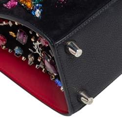 Christian Louboutin Black Suede and Leather Small Embroidered Love Paloma Tote