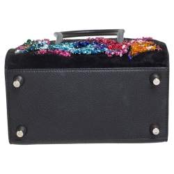 Christian Louboutin Black Suede and Leather Small Embroidered Love Paloma Tote