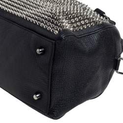 Pre Owned Christian Louboutin Black Leather Panettone Spikes Satchel