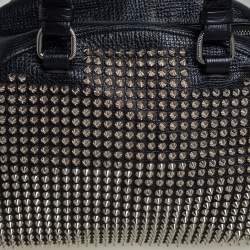 Pre Owned Christian Louboutin Black Leather Panettone Spikes Satchel