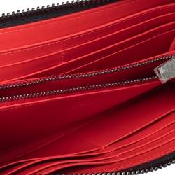 Christian Louboutin Black Leather Spike Panettone Zip Around Wallet