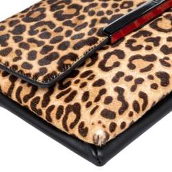 Christian Louboutin Beige/Brown Leopard Print Calf Hair Rougissime Shoulder Bag