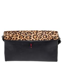 Christian Louboutin Beige/Brown Leopard Print Calf Hair Rougissime Shoulder Bag