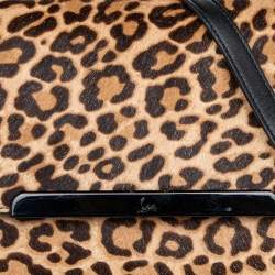 Christian Louboutin Beige/Brown Leopard Print Calf Hair Rougissime Shoulder Bag
