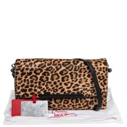 Christian Louboutin Beige/Brown Leopard Print Calf Hair Rougissime Shoulder Bag