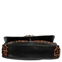 Christian Louboutin Black/Brown Leopard Print Calfhair and Leather Sweet Charity Shoulder Bag