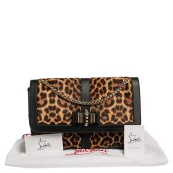 Christian Louboutin Black/Brown Leopard Print Calfhair and Leather Sweet Charity Shoulder Bag